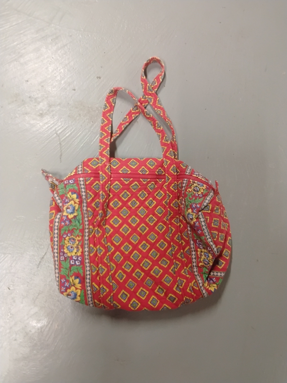 Red Floral Patterned Retired Vinteg Tote Bag
